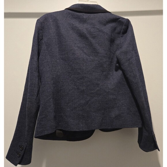 LOFT Women's Navy Blue Herringbone Blazer‎ Jacket Size S - Picture 2 of 4